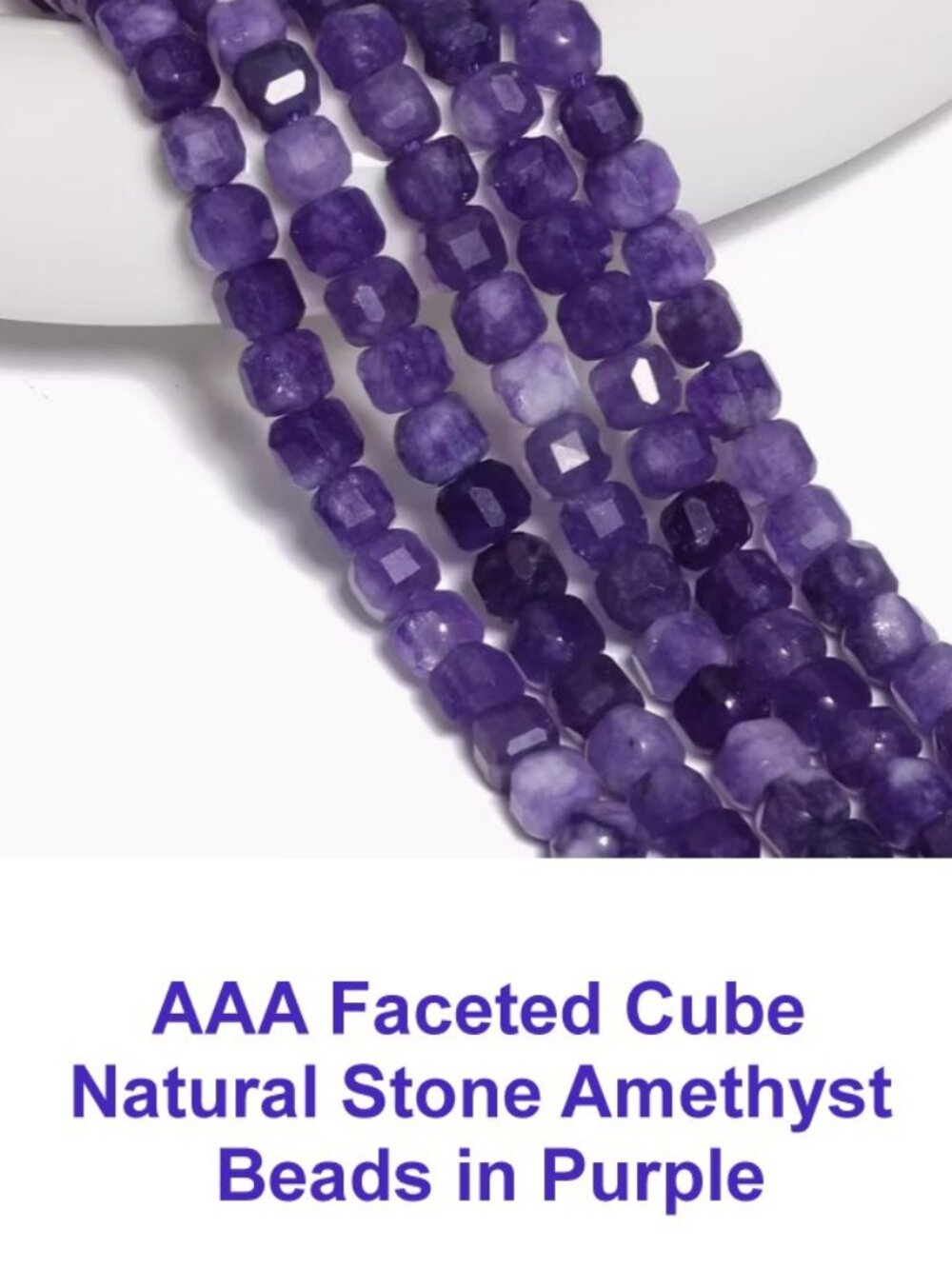 Natural Amethyst Stone Faceted Square Cube Beads 5mm  60 Beads